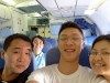 The gang on the plane